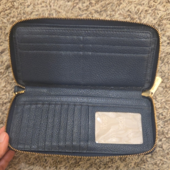 Michael Kors Navy Leather Wristlet with Gold Accents - Picture 3 of 7